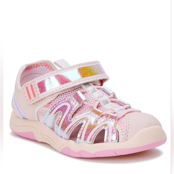 Size 12 - Wonder Nation Girl's Closed Toe Pink Sandals - Picture 8 of 8